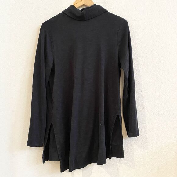 J Jill Womens Pima Cotton Cowl Neck Tunic Sz Medium Black Long Sleeve - Picture 6 of 9